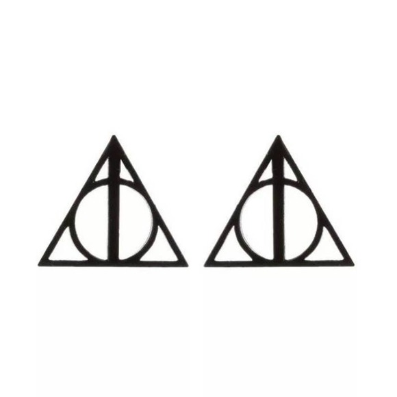 Deja Vu Kreations Jewelry - Black Stainless Steel Deathly Hallows Earrings
